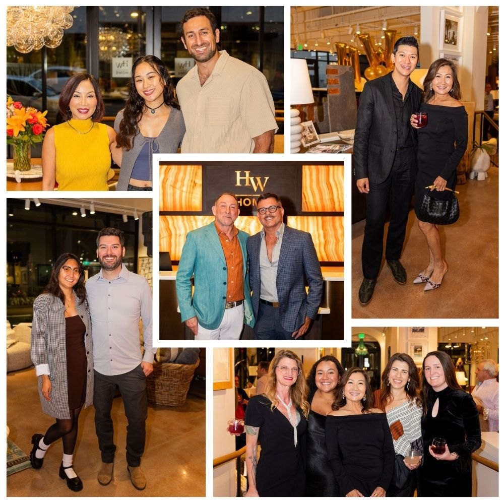 Grand opening guest collage with HW Home founders Jim Hering and Ron Werner at the center